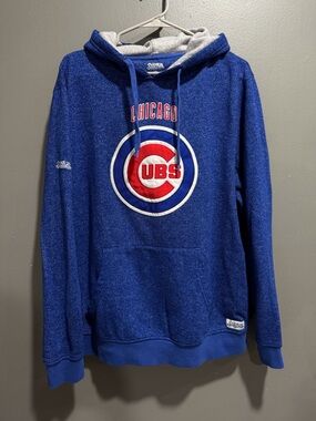 Stitches Chicago Cubs Royal Blue Pullover Crewneck Sweater with Red Logo